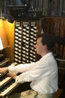 Martin Stacey preparing for his 25th Sept 2005 recital at Westminster Abbey